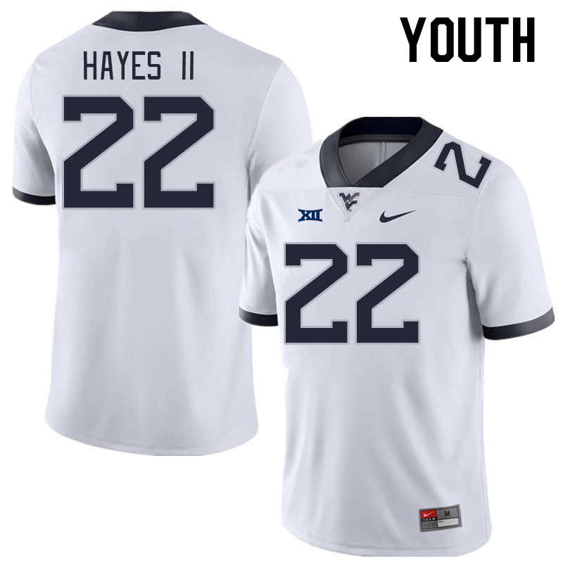 Youth #22 Michael Hayes II West Virginia Mountaineers College Football Jerseys Stitched Sale-White